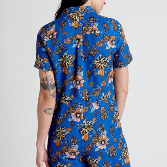 NWT ModCloth Linen Summer Camp Solstice Floral Romper |‎ Size 4 - Picture 2 of 6